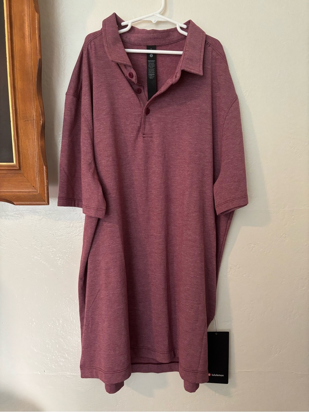 lululemon athletica Men's Evolution Heathered Vintage Plum Polo - Picture 4 of 7
